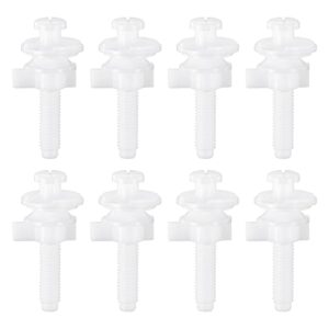 canomo toilet seat replacement part includes plastic toilet seat hinge bolt screws with plastic nuts and washers for fixing the top toilet seat, white (8 pieces), 2.56 inches