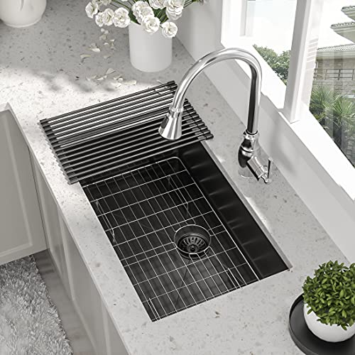 30 Inch Black Undermount Kitchen Sink - Beslend 30"x18"x10" Gunmetal Black Stainless Steel Kitchen Sink 16 Gauge 10 Inch Deep Single Bowl Basin