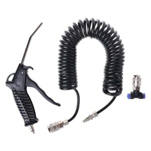 air blow gun kit air duster cleaning nozzle blow spray tool kit with 5 meter long coil pu air hose,5×8mm(black)