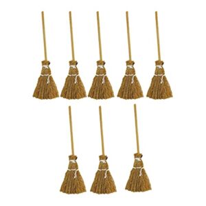 yardwe 8pcs miniature artificial mini brooms straw craft decoration witches accessory for halloween party