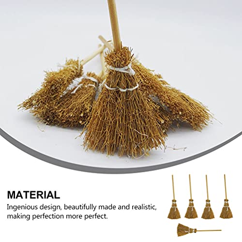 Yardwe 8pcs Miniature Artificial Mini Brooms Straw Craft Decoration Witches Accessory for Halloween Party