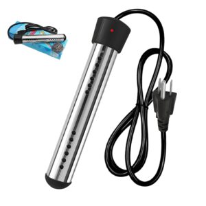 mufun 1500w immersion water heater, portable submersible water heater with 304 stainless steel guard as electric pool heaters for inground pools, perfect for home, inflatable pool and camping