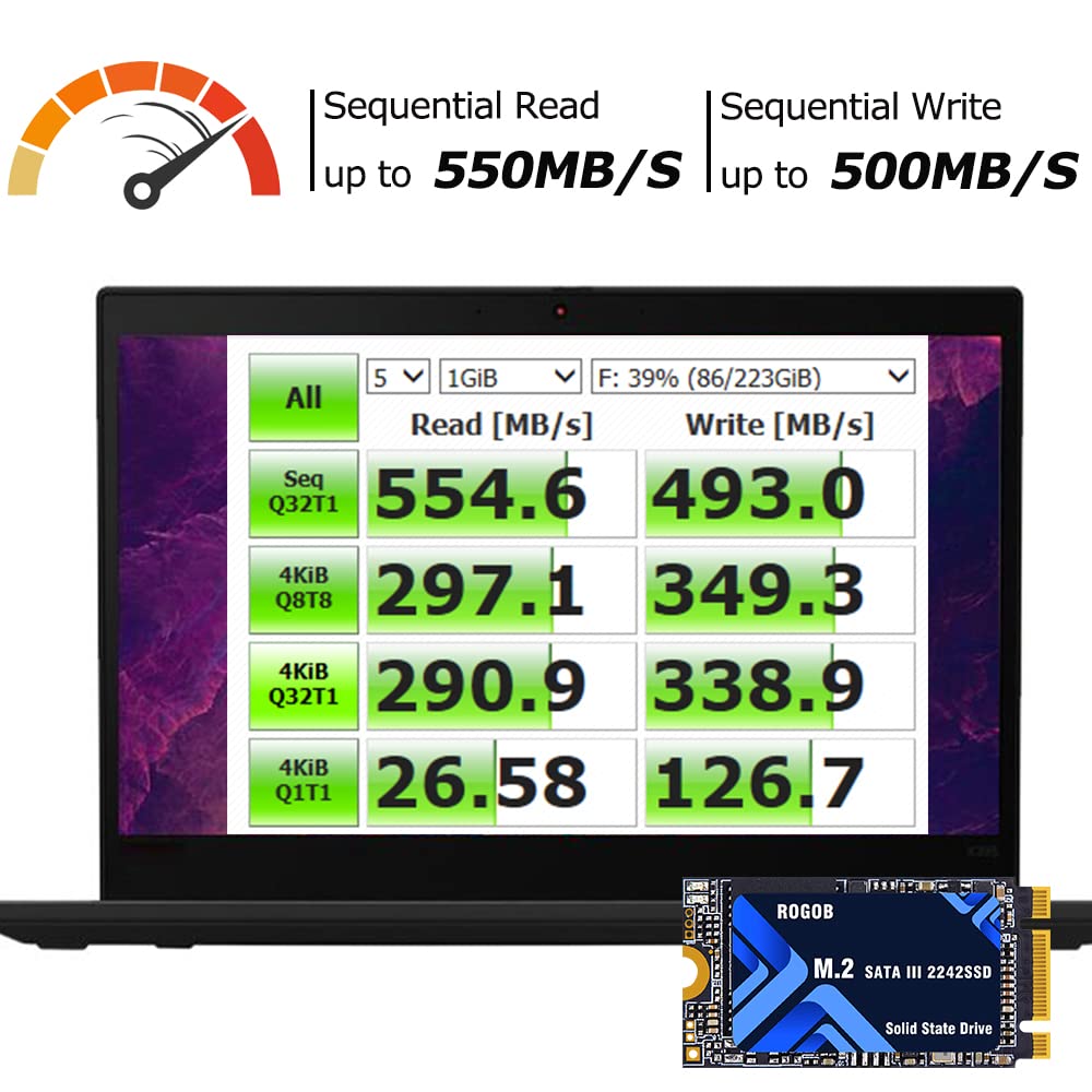 ROGOB 1TB M.2 SATA SSD 2242 NGFF B&M Key Internal Solid State Drive 6Gb/s for Desktop Laptop PC