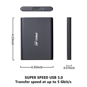 MEGAZ DIGITAL 500GB Portable External Hard Drive, HDD USB 3.0 Compatible for PC, Mac, Laptop, Chromebook, Grey