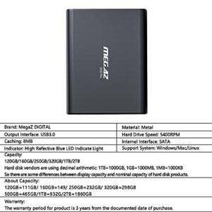 MEGAZ DIGITAL 500GB Portable External Hard Drive, HDD USB 3.0 Compatible for PC, Mac, Laptop, Chromebook, Grey