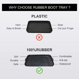 Matace 100 Percent Rubber Boot Tray for Entryway - Water Resistant Shoe Trays- Natural Rubber Mats for Shoes, Boots, Pets - Indoor and Outdoor Use, 27.95"x 15.74", Black