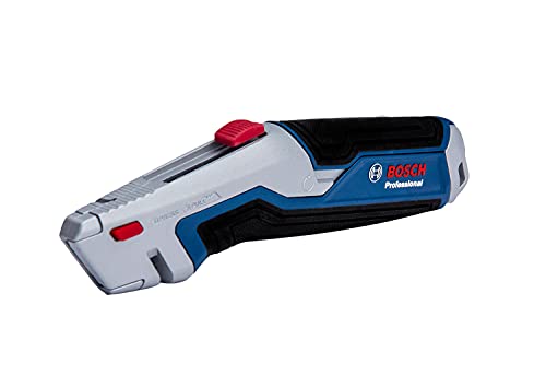 Bosch Professional 1600A01V3H Universal Knife with a Retractable Compartment in The Handle (incl. Three Trapezoid Blades), Blue