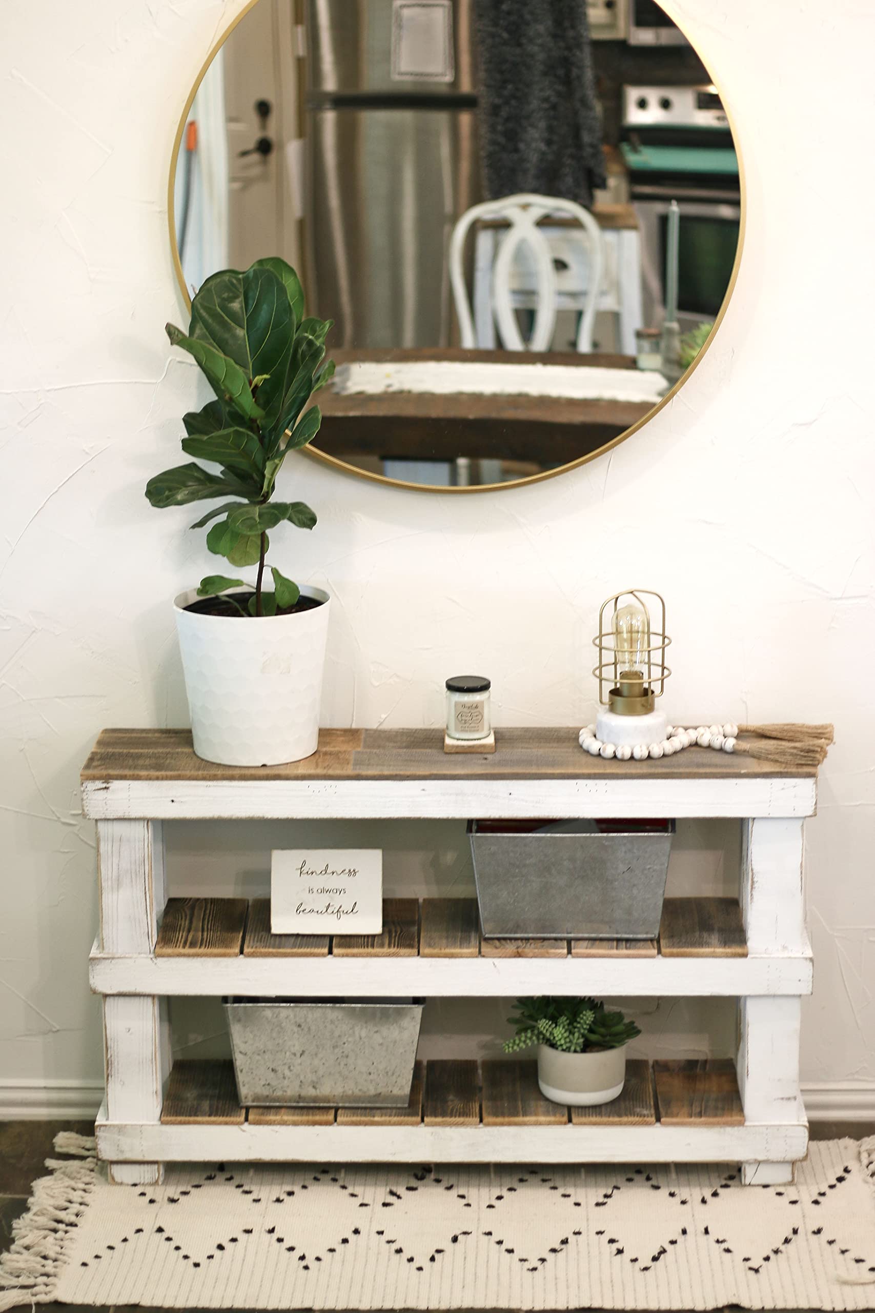 Three Tier Slatted Console (White Combo)