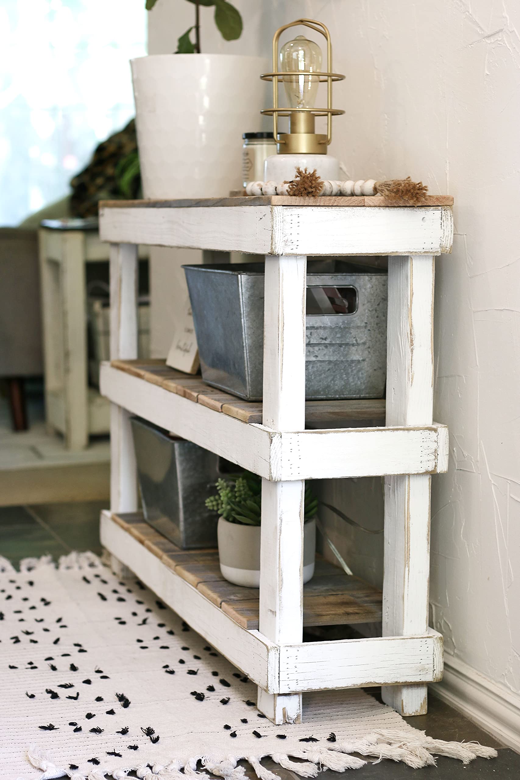 Three Tier Slatted Console (White Combo)