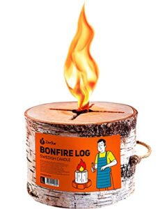zorestar birch bonfire wood log l-size with fire starters for fireplace inside - 100% natural cooking firewood for fire pit, campfire, bonfire and grill, swedish candle 6.4 lbs