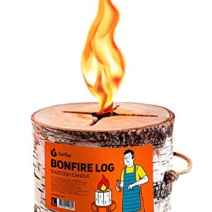 Zorestar Birch Bonfire Wood Log L-Size with fire Starters for Fireplace Inside - 100% Natural Cooking Firewood for Fire Pit, Campfire, Bonfire and Grill, Swedish Candle 6.4 lbs