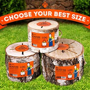 Zorestar Birch Bonfire Wood Log L-Size with fire Starters for Fireplace Inside - 100% Natural Cooking Firewood for Fire Pit, Campfire, Bonfire and Grill, Swedish Candle 6.4 lbs