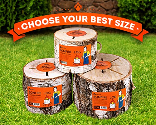 Zorestar Birch Bonfire Wood Log L-Size with fire Starters for Fireplace Inside - 100% Natural Cooking Firewood for Fire Pit, Campfire, Bonfire and Grill, Swedish Candle 6.4 lbs