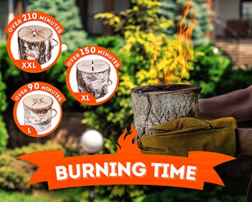 Zorestar Birch Bonfire Wood Log L-Size with fire Starters for Fireplace Inside - 100% Natural Cooking Firewood for Fire Pit, Campfire, Bonfire and Grill, Swedish Candle 6.4 lbs