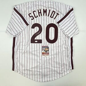 autographed/signed mike schmidt philadelphia pinstripe baseball jersey jsa coa