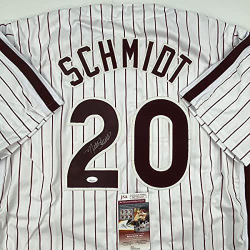 Autographed/Signed Mike Schmidt Philadelphia Pinstripe Baseball Jersey JSA COA