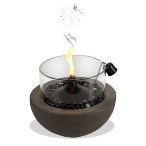 fire island - 10.5 inch outdoor patio tabletop citronella fire bowl, includes fuel canister and protective cover