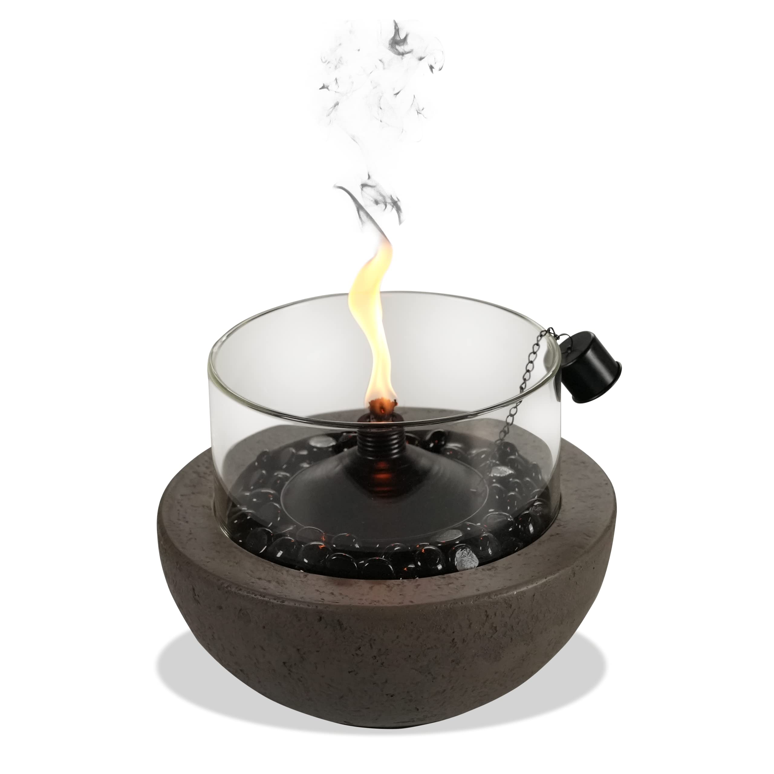 Fire Island - 10.5 Inch Outdoor Patio Tabletop Citronella Fire Bowl, Includes Fuel Canister and Protective Cover