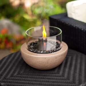 Fire Island - 10.5 Inch Outdoor Patio Tabletop Citronella Fire Bowl, Includes Fuel Canister and Protective Cover