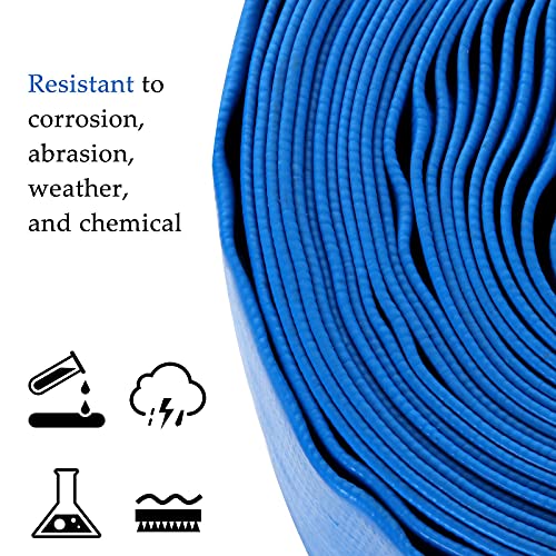 3.0" ID x 32.8' L Swimming Pool Backwash Hose, Weather Resistant Heavy Duty PVC Lay-Flat Water Discharge Hose, General Purpose Reinforced Pool Drain Hose, Great for Pool, Garden, etc