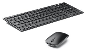 wireless bluetooth keyboard and mouse compatible for mac, seenda stainless steel multi-device keyboard and mouse rechargeable with number pad, compatible for mac, ipad, ios, buetooth keyboard
