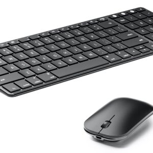 Wireless Bluetooth Keyboard and Mouse Compatible for Mac, seenda Stainless Steel Multi-Device Keyboard and Mouse Rechargeable with Number Pad, Compatible for Mac, iPad, iOS, Buetooth Keyboard