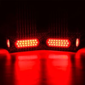 LINKITOM Trailer Lights Welded Mount Steel Boxes Kit w/6 inch LED Oval Tail Lights & 2 inch LED Red Round Side Lights w/Grommet wire connectors, 2 Pack