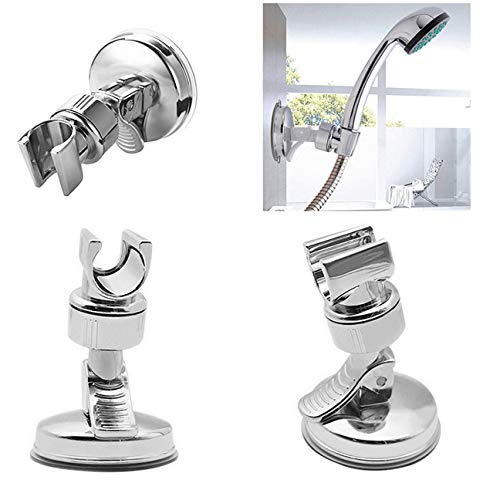 Medsuo Adjustable Shower Head Holder Removable Suction Cup Shower Head Bracket No Drill Shower Head Bracket with Chrome Polished for Bathroom