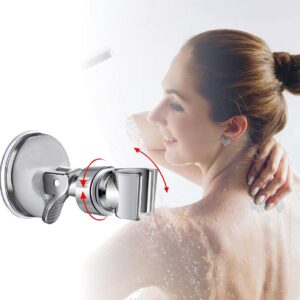 Medsuo Adjustable Shower Head Holder Removable Suction Cup Shower Head Bracket No Drill Shower Head Bracket with Chrome Polished for Bathroom