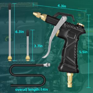 Industrial Air Blow Gun with Brass Adjustable Air Flow Nozzle, Steel Air Flow Extension, and Blow Hose, Pneumatic Air Compressor Accessories Tool Dust Cleaning Air Nozzle Blow Gun (Black)