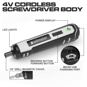 Bielmeier 4V Rechargeable Cordless Electric Screwdriver Kit, 44 Accessories Plus Flex Shaft, 6 Torque Settings, 5Nm, LED Light, Rechargeable Battery Power Electric Screwdrive Corrdless for Daily Work