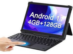 android tablet 10.1 inch, 2 in1 android 11 tablets with keyboard, octa-core 4gb ram 128gb rom, 1920x1200 ips touchscreen,13mp camera, 2.4g/5g wifi, bt 5.0, google gms certified tablet pc