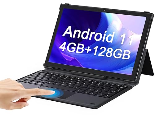 Android Tablet 10.1 inch, 2 in1 Android 11 Tablets with Keyboard, Octa-Core 4GB RAM 128GB ROM, 1920X1200 IPS Touchscreen,13MP Camera, 2.4G/5G WiFi, BT 5.0, Google GMS Certified Tablet PC