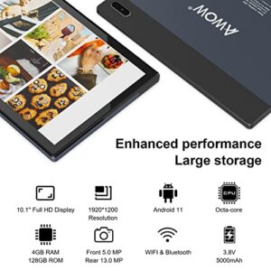 Android Tablet 10.1 inch, 2 in1 Android 11 Tablets with Keyboard, Octa-Core 4GB RAM 128GB ROM, 1920X1200 IPS Touchscreen,13MP Camera, 2.4G/5G WiFi, BT 5.0, Google GMS Certified Tablet PC