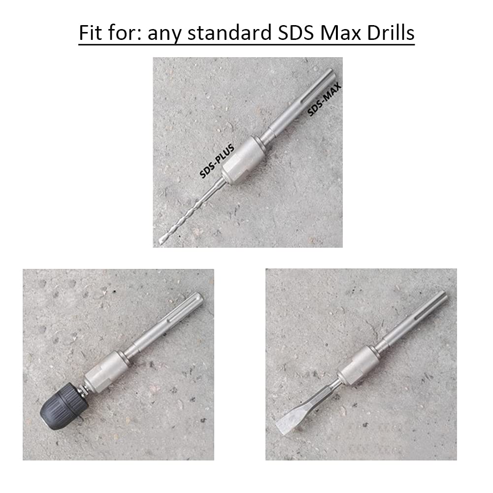 LANTRO JS SDS Max to SDS Plus Adaptor, Drill Converter Shank Quick Tool, Steel SDS Plus Chuck Adaptor FIt for All SDS Max Hammer Drill