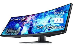 dell curved gaming, 34 inch curved monitor with 144hz refresh rate, wqhd (3440 x 1440) display, black - s3422dwg