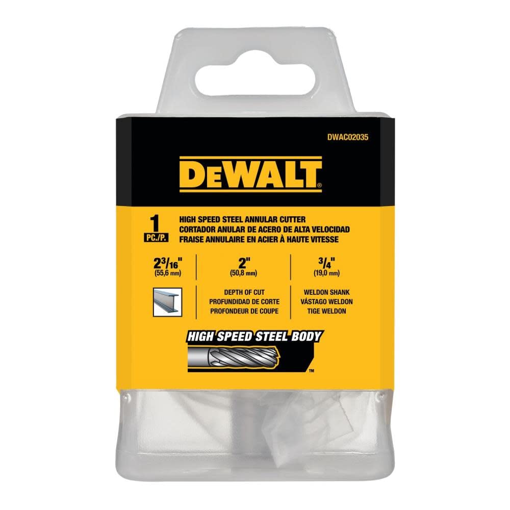 DEWALT DWAC02009 9/16" X 2" HSS ANNULAR Cutter 3/4" Weldon