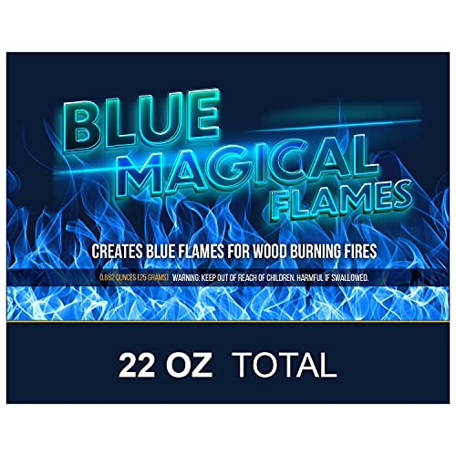 Magical Flames – Blue Flames - Create Blue Vibrant Flames for Fire Pit - (25 Pack) - Campfire, Bonfire, Outdoor Fireplace – Magical, Blue Funky, Mystic Flames – Twice The Color – Half The Price