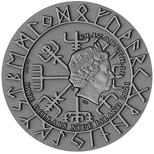 2021 DE Vikings Legend PowerCoin Freydis Eiriksdottir Vikings 2 Oz Silver Coin 5$ Niue 2021 Antique Finish
