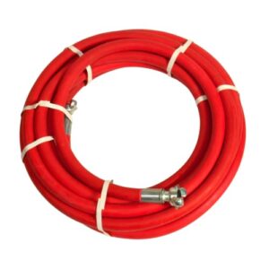 Jackhammer Air Hose - Rubber Pneumatic Hose Assembly for Jack Hammers & Air Tools with 3/4" Universal Chicago Couplings For Air Compressors (50ft, Red)