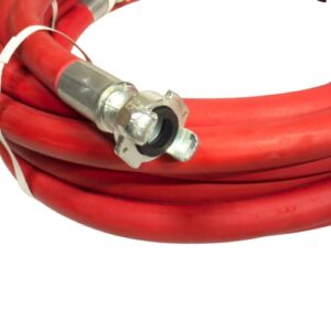 Jackhammer Air Hose - Rubber Pneumatic Hose Assembly for Jack Hammers & Air Tools with 3/4" Universal Chicago Couplings For Air Compressors (50ft, Red)