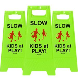 Juztec Slow Children Playing Sign For Street, Caution Kids At Play Safety Sign, Down crossing traffic signs outdoor (3 Pack)