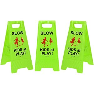 Juztec Slow Children Playing Sign For Street, Caution Kids At Play Safety Sign, Down crossing traffic signs outdoor (3 Pack)