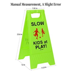 Juztec Slow Children Playing Sign For Street, Caution Kids At Play Safety Sign, Down crossing traffic signs outdoor (3 Pack)