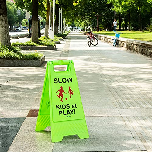 Juztec Slow Children Playing Sign For Street, Caution Kids At Play Safety Sign, Down crossing traffic signs outdoor (3 Pack)