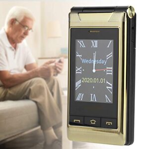 Hilitand Unlocked Flip Mobile Phones for Seniors, 2G/3G ​Network Dual SIM Dual Screen 3.0" Display Cell Phone, Large Button and 5900mAh Battery Phone Multi-​Function for Elderly & Kids(Gold-US)