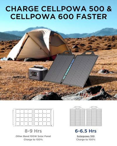 100W Potable ETFE Solar Panels, BigBlue Solarpowa100 Folding Solar Panel(24.6V/4.16A) with Kickstand, Compatible with Jackery/ECOFLOW/Anker/Goal Zero Power Station, Waterproof Camping Solar Charger