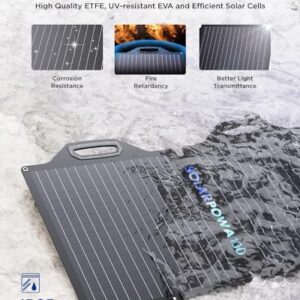 100W Potable ETFE Solar Panels, BigBlue Solarpowa100 Folding Solar Panel(24.6V/4.16A) with Kickstand, Compatible with Jackery/ECOFLOW/Anker/Goal Zero Power Station, Waterproof Camping Solar Charger