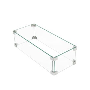 cosiest glass wind guard, rectangle, tempered glass for outdoor fire pit , 30x8x5.5 inches