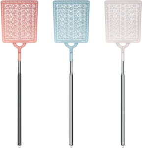 3 pieces fly swatter manual retractable fly swatter detachable telescopic fly swatter, 3 colors
